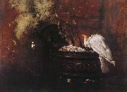 William Merritt Chase Still life and parrot Germany oil painting artist